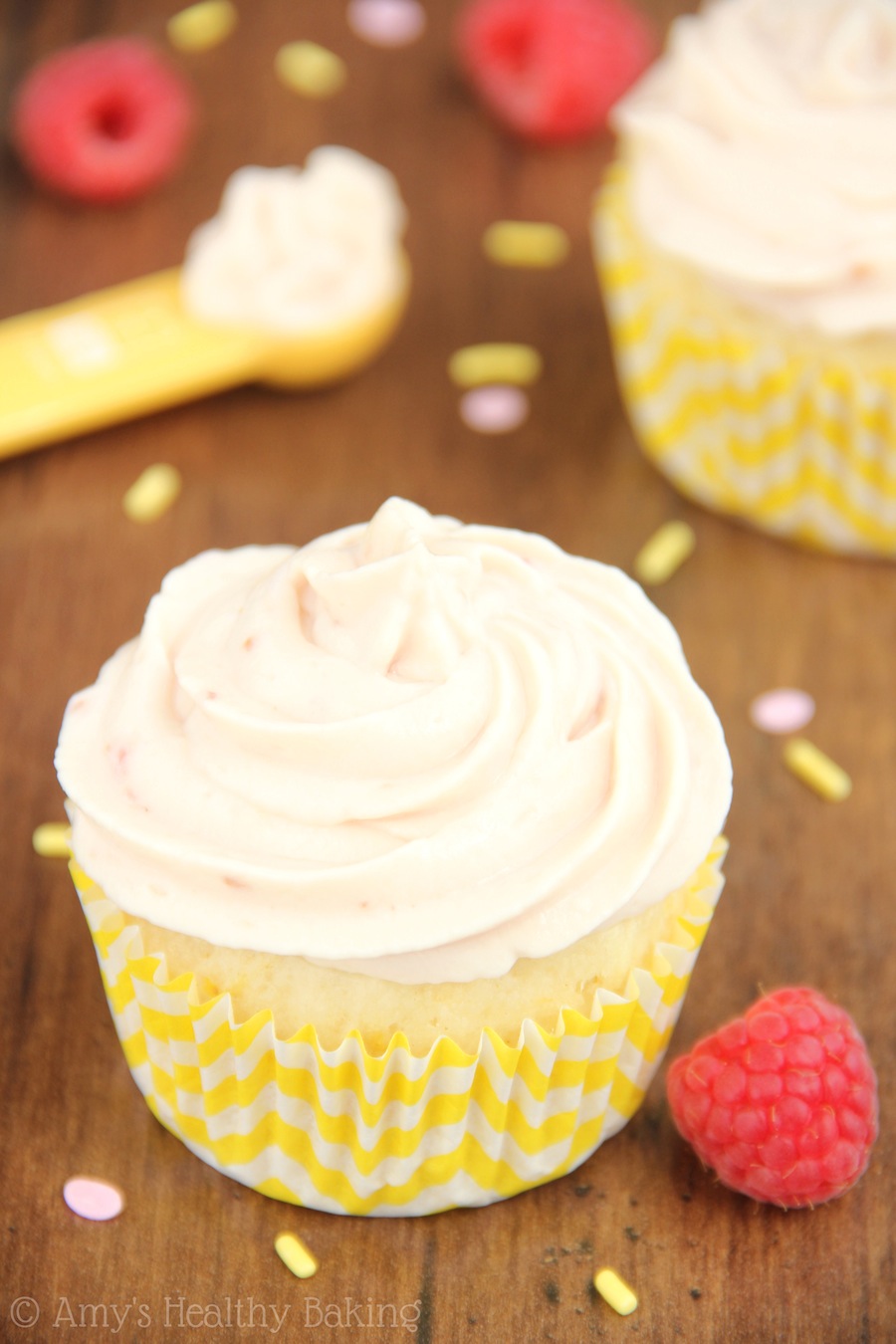 Raspberry Lemon Yogurt Cupcakes with Frosting