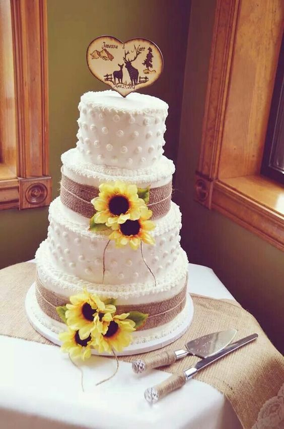 Rustic Sunflower Wedding Cake