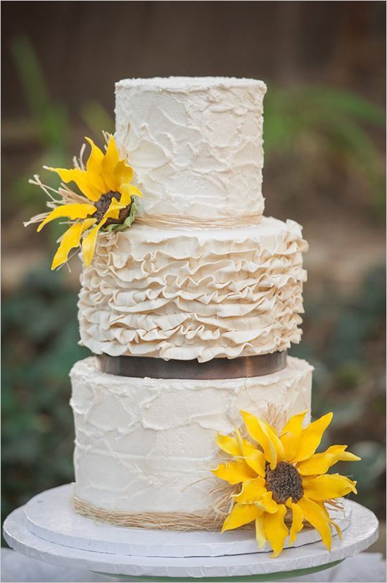 Rustic Sunflower Wedding Cake