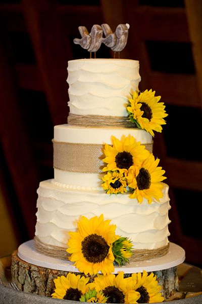 Rustic Sunflower Wedding Cake