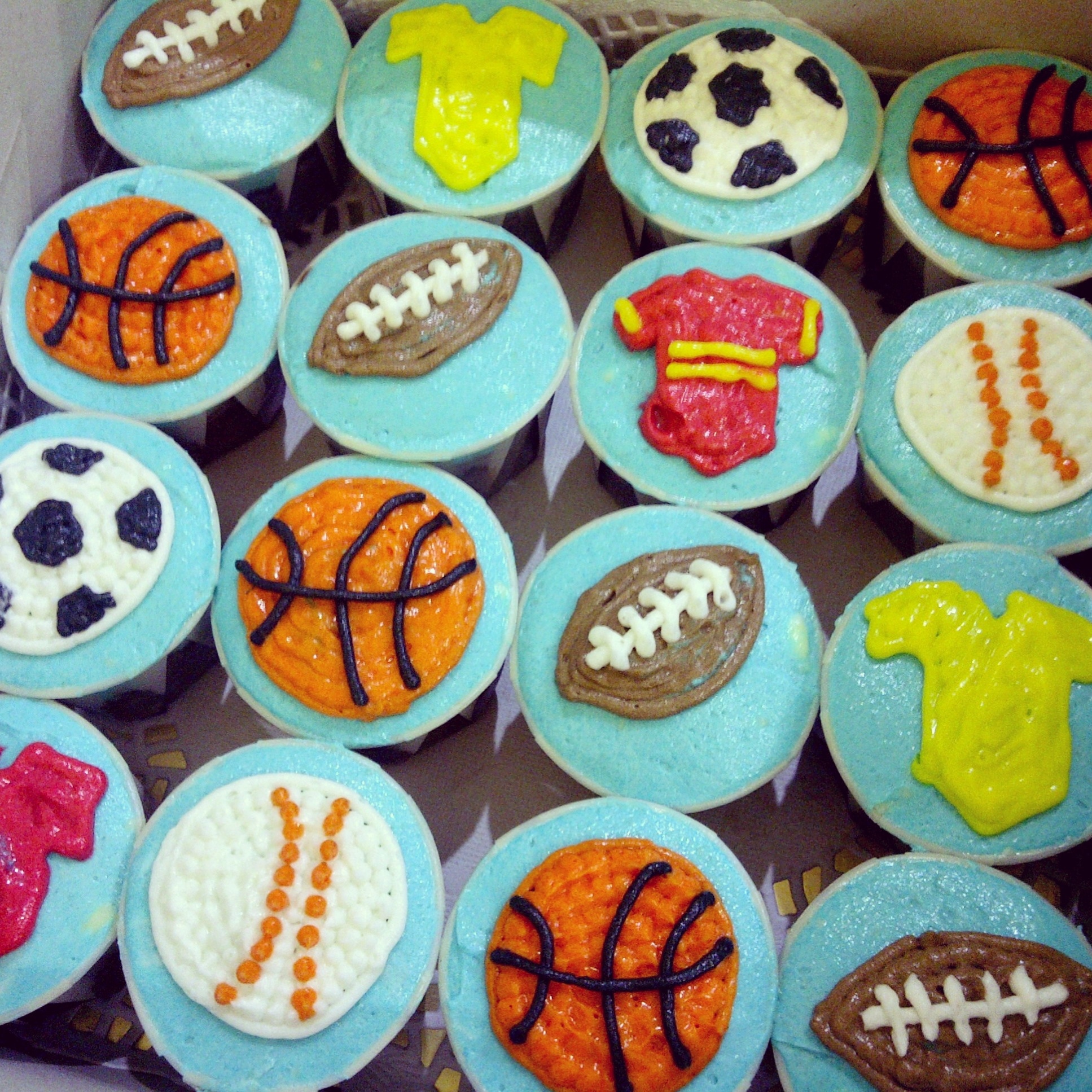 Sports Themed Baby Shower Cupcakes