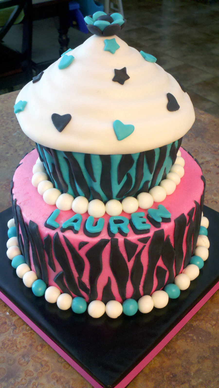 Teal and Pink Birthday Cake Teal and Pink Birthday Cake