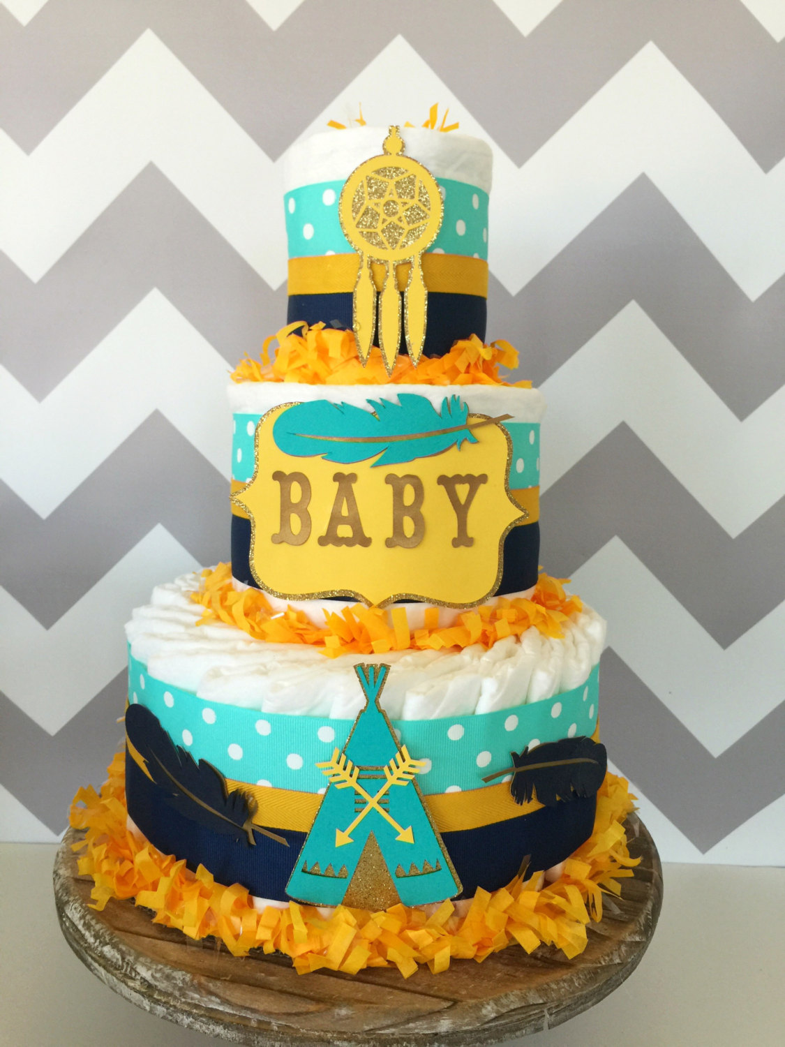 Teal and Yellow Baby Shower Cakes