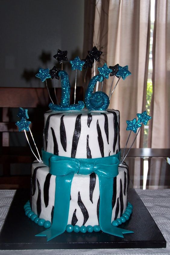 Teal Zebra Birthday Cakes for Girls Teal Zebra Birthday Cakes for Girls