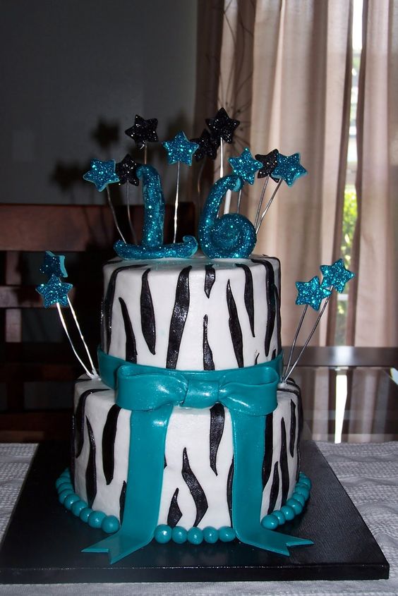 Teal Zebra Birthday Cakes for Girls