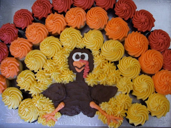 Thanksgiving Turkey Cupcake Cake