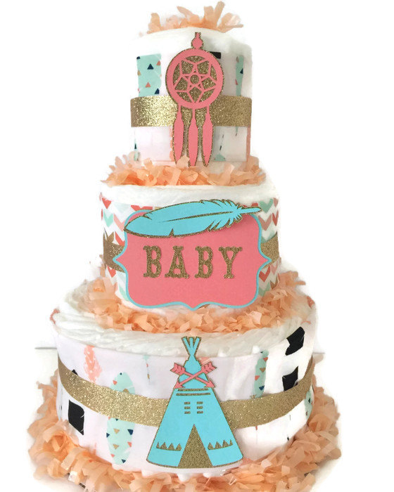 Tribal Baby Shower Diaper Cake