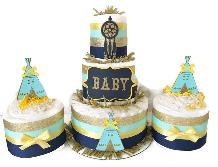 Tribal Baby Shower Diaper Cake