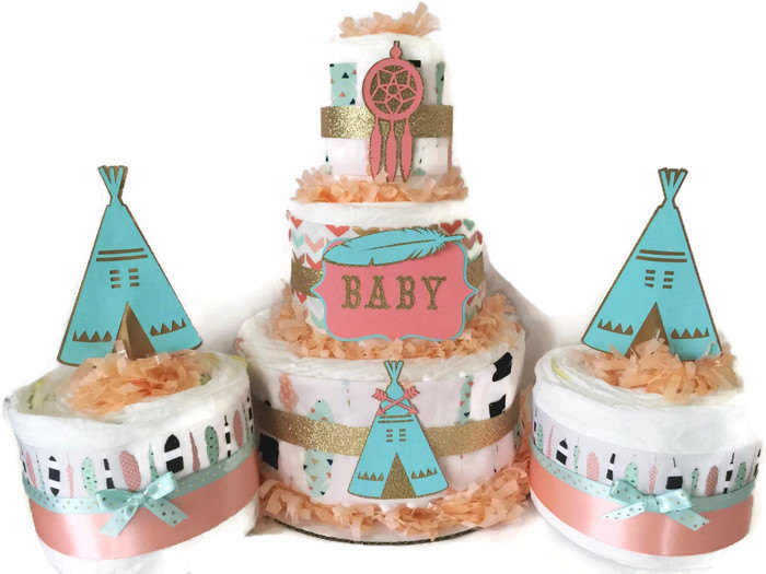 Tribal Baby Shower Diaper Cake