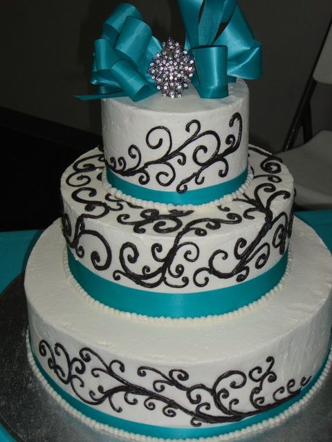 Turquoise Black and White Wedding Cakes Turquoise Black and White Wedding Cakes