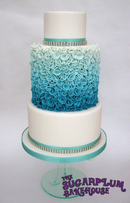 Turquoise Ombre Wedding Cake