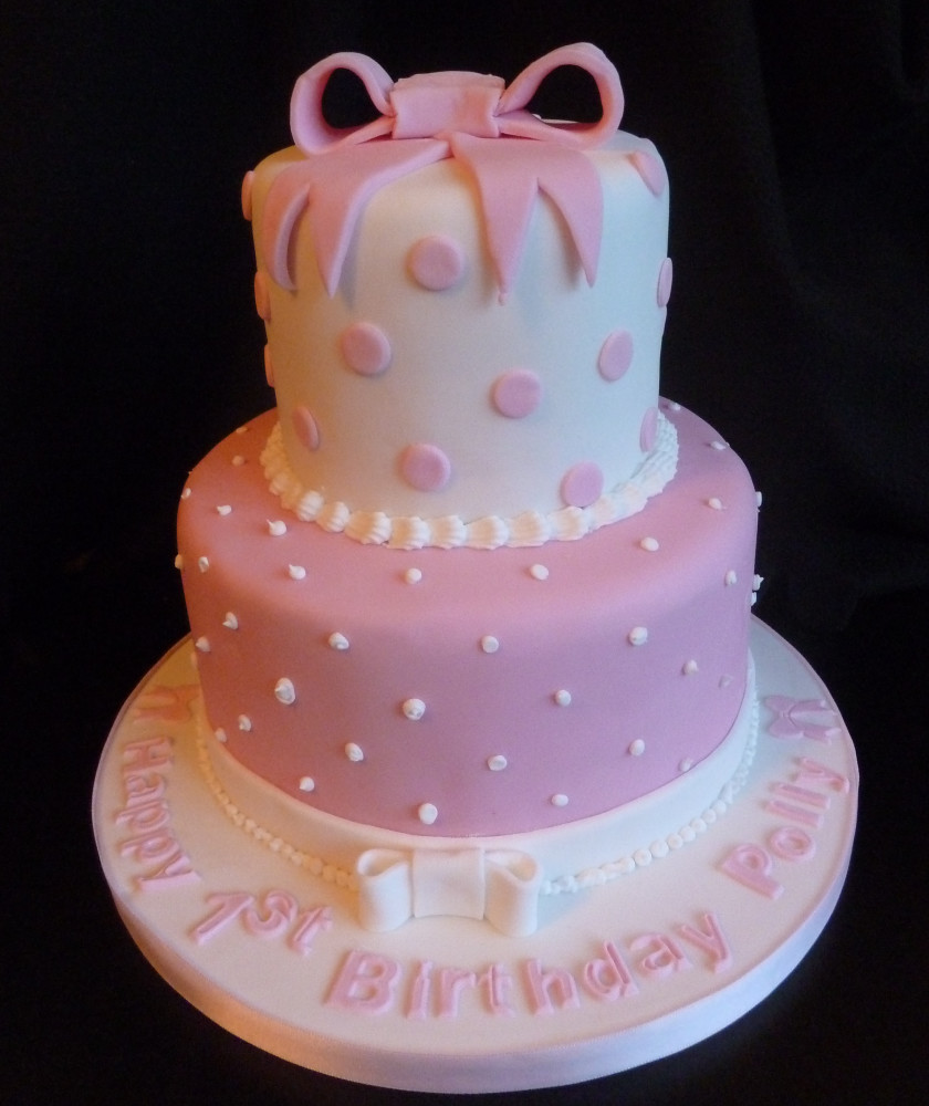 Two Tier Pink Birthday Cake Two Tier Pink Birthday Cake