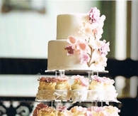 Two Tier Wedding Cake with Cupcakes Two Tier Wedding Cake with Cupcakes