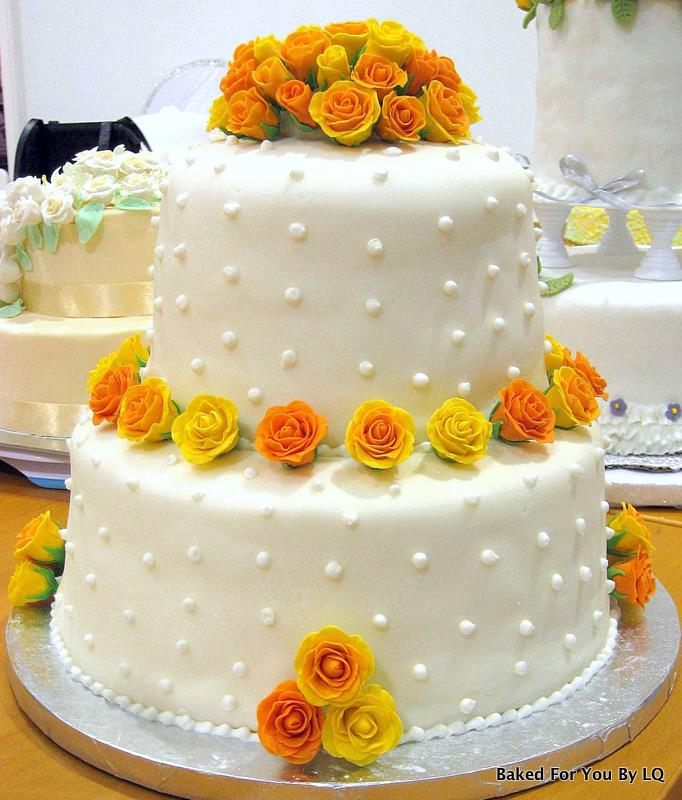 Two-Tiered Wedding Cake with Fondant Two-Tiered Wedding Cake with Fondant