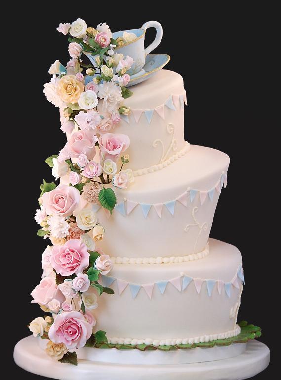 Whimsical Wedding Cake with Flowers Whimsical Wedding Cake with Flowers