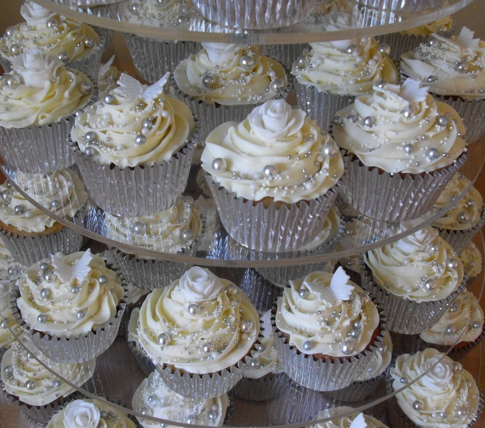 White and Silver Wedding Cupcakes