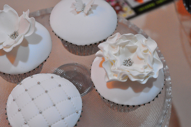 White and Silver Wedding Cupcakes