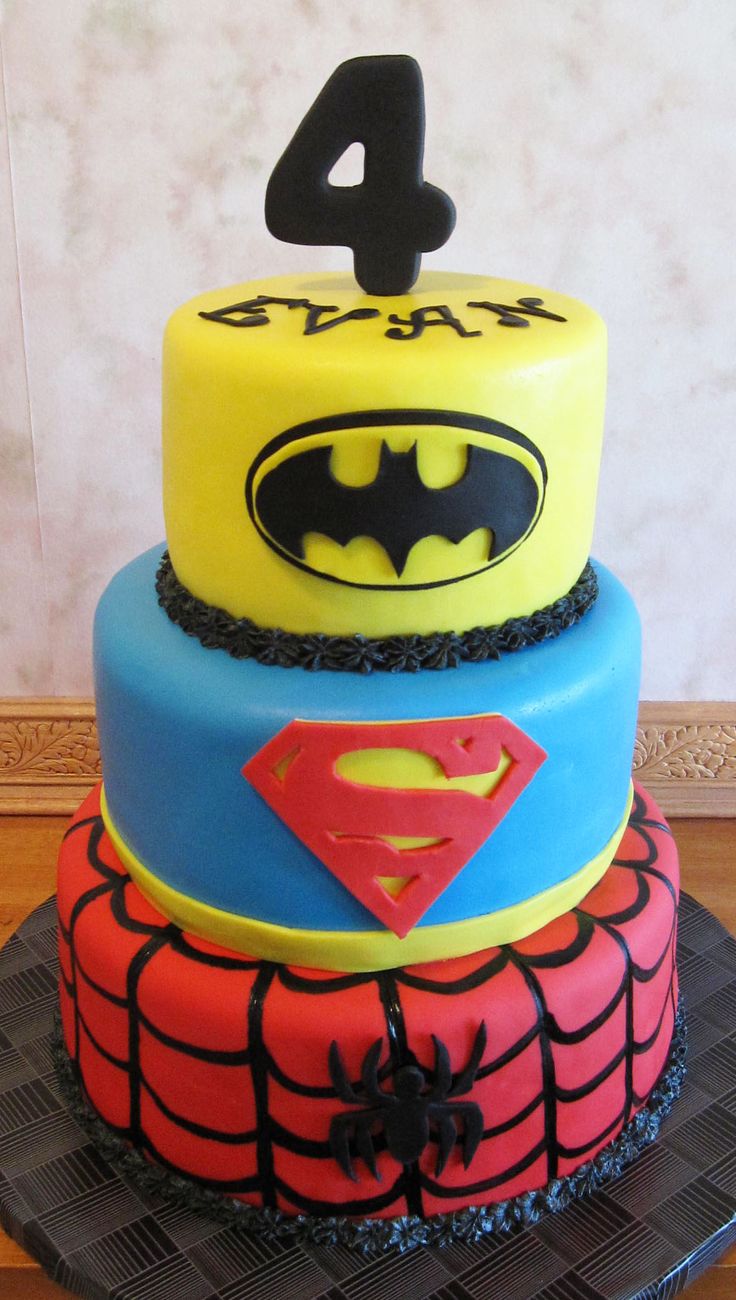 3 Tier Superhero Birthday Cake