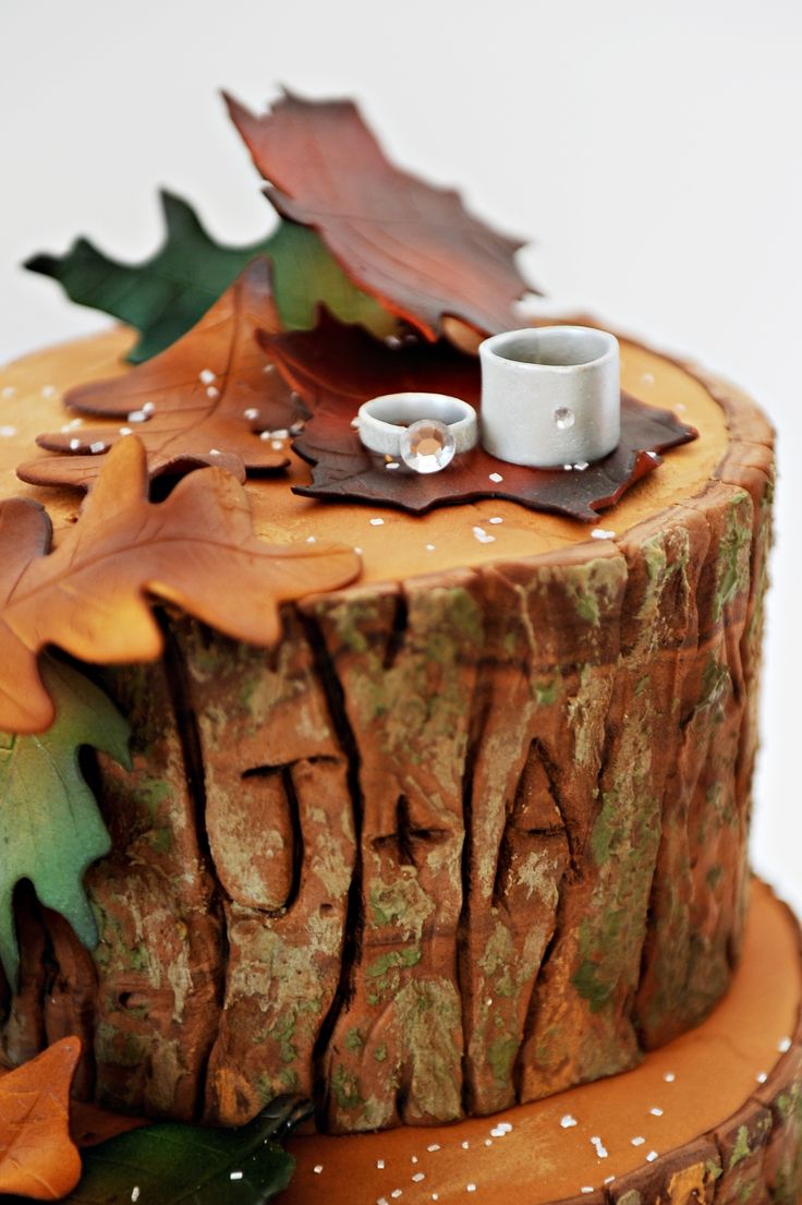12 Photos of Grooms Cakes On Logs