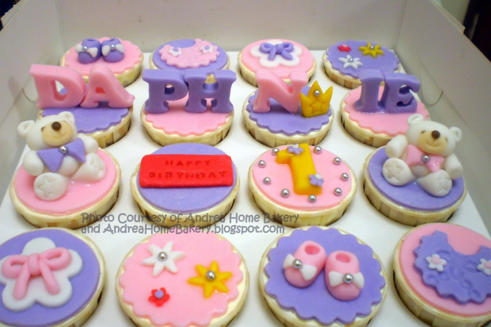 Baby Girls Cupcake 1st Birthday Cake