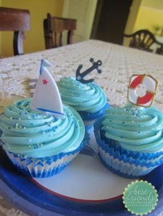 Beach Themed Birthday Cupcakes