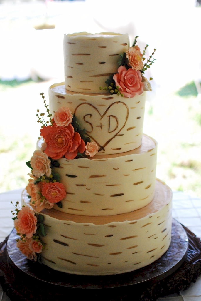 Birch Wood Wedding Cake