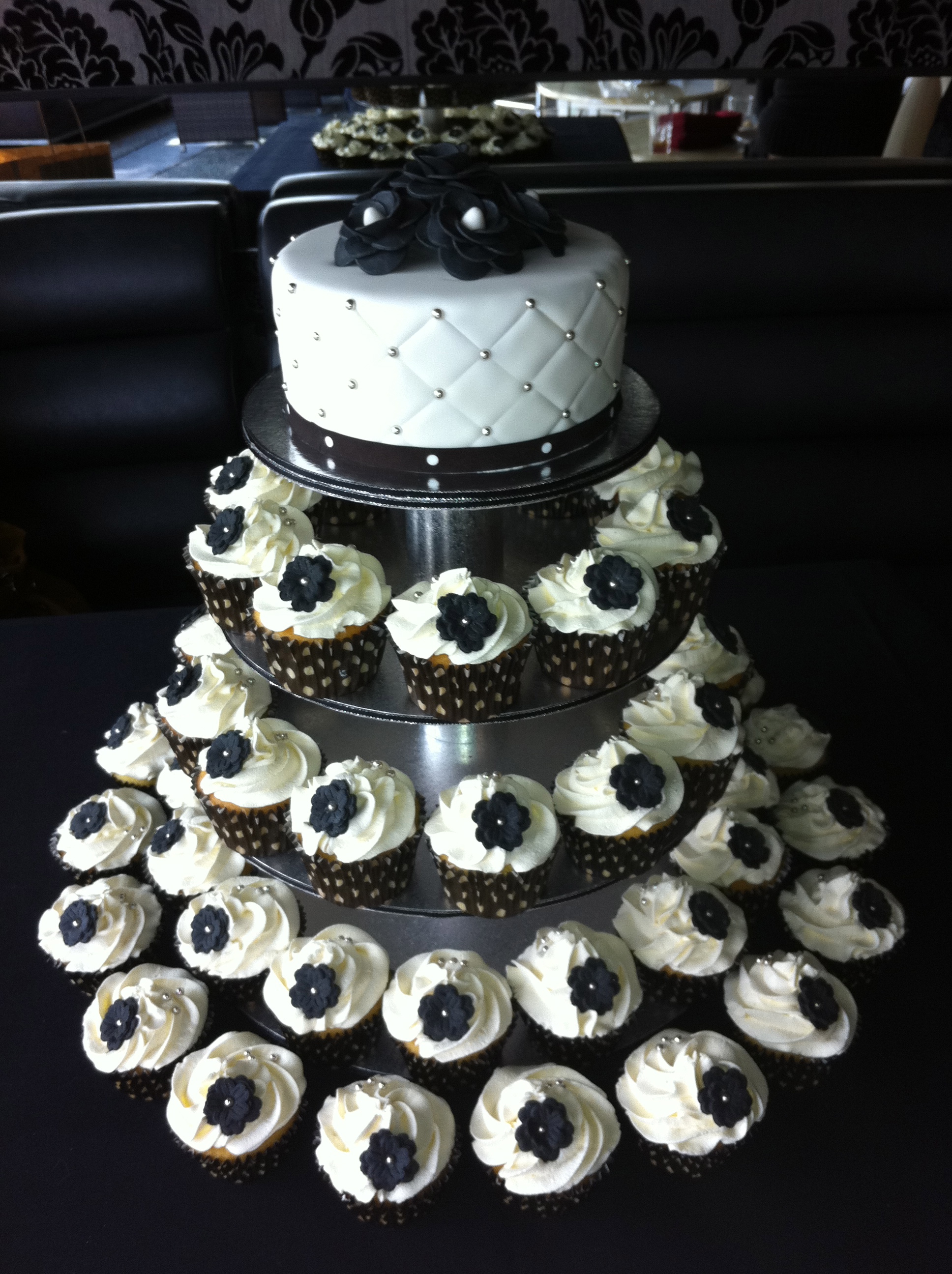 Black and White Baby Shower Cake