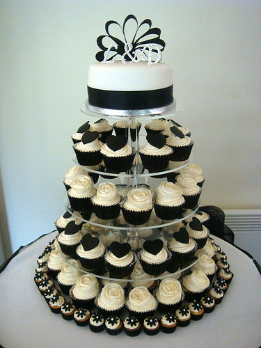 Black and White Wedding Cupcake Tower Black and White Wedding Cupcake Tower