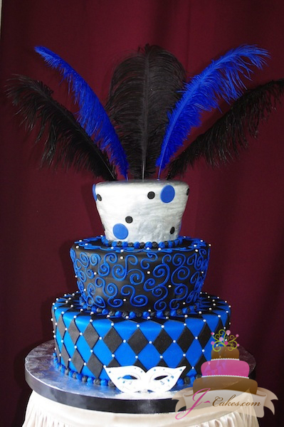 Black Blue and Silver Sweet 16 Cakes