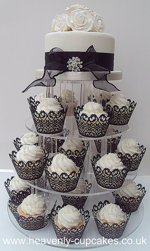Black & White Cupcake Wedding Cake Black & White Cupcake Wedding Cake