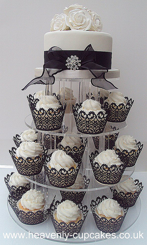 Black & White Cupcake Wedding Cake