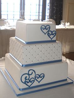 Blue Hearts Wedding Cake