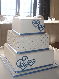 Blue Hearts Wedding Cake Blue Hearts Wedding Cake