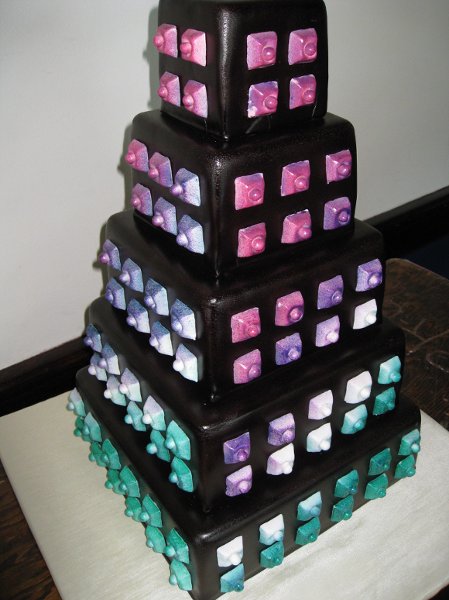 Blue Purple and Silver Wedding Cake