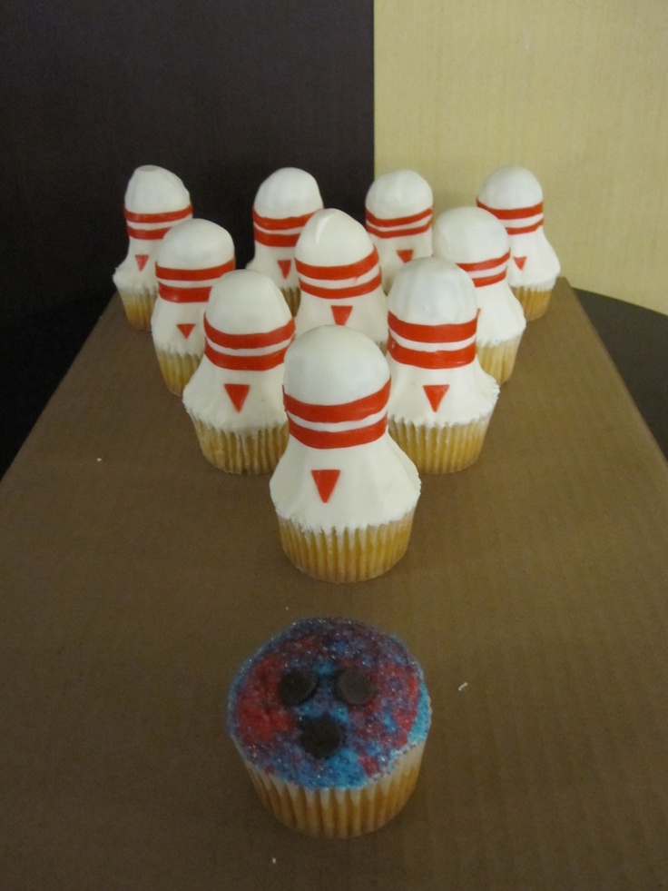 Bowling Pin Cupcakes