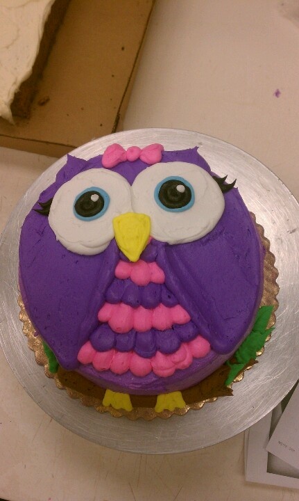 Buttercream Owl Birthday Cake