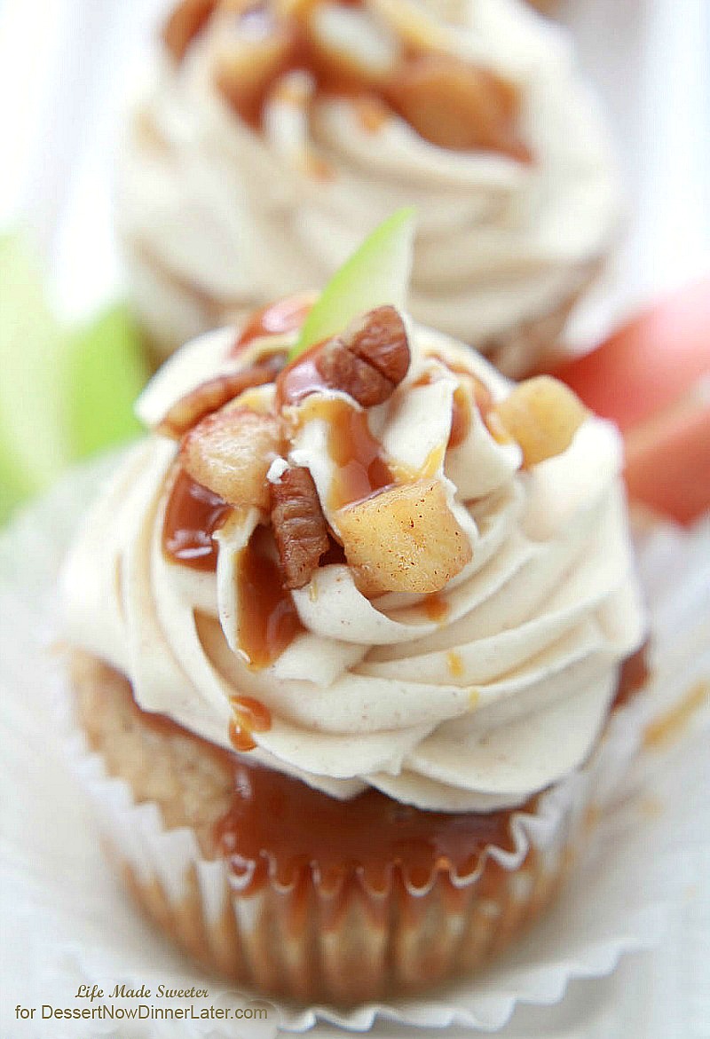 Caramel Apple Pie Cupcakes with Frosting