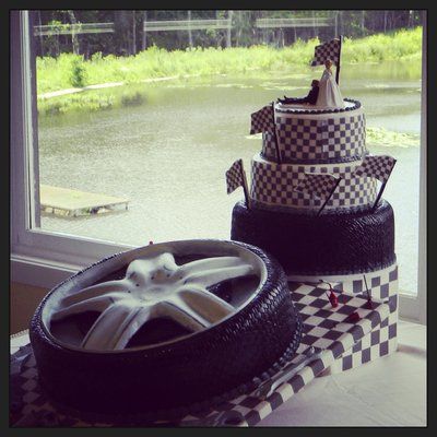 Checkered Flag Wedding Cake