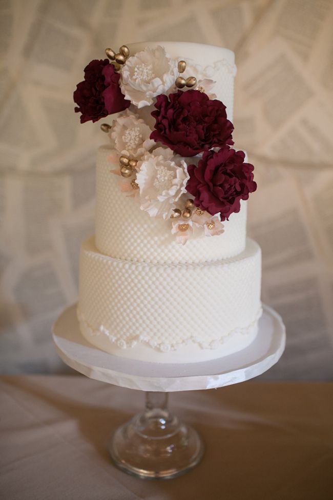 Cranberry and Gold Wedding Cake