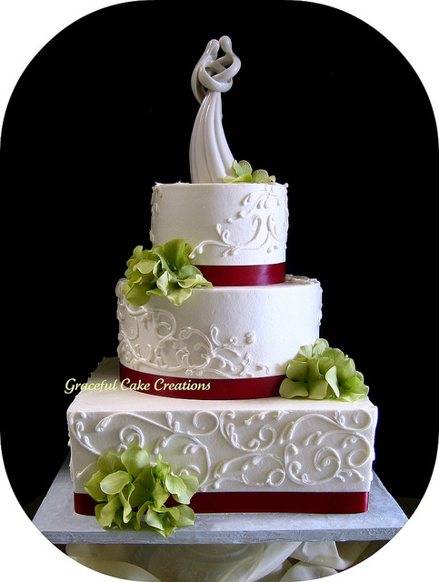 Elegant Wedding Cakes with Scroll Design