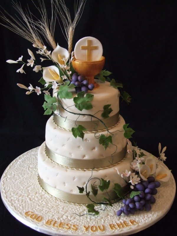 First Communion Cake with Flowers