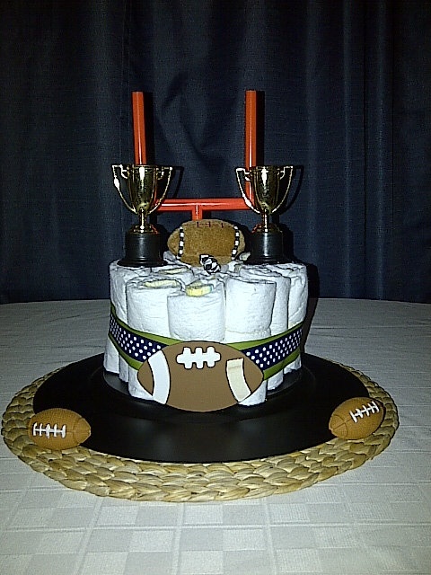 Football Themed Baby Shower Diaper Cake