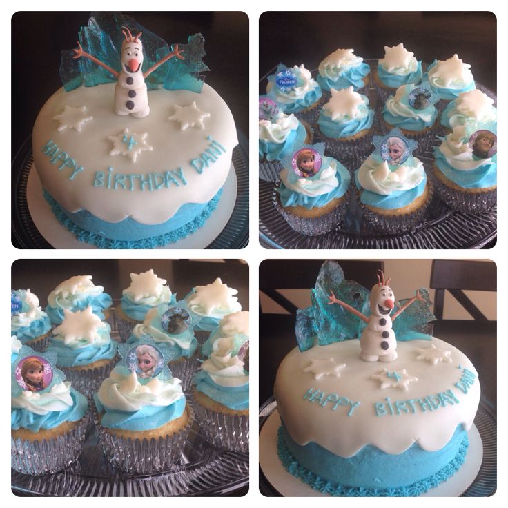 Frozen Birthday Cake and Cupcakes