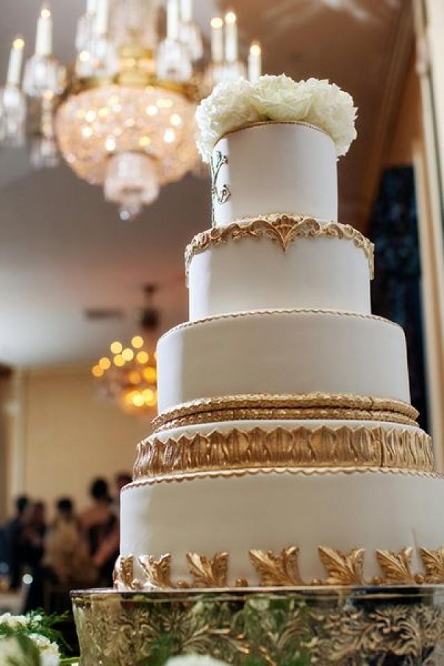 Gold and Ivory Wedding Cake