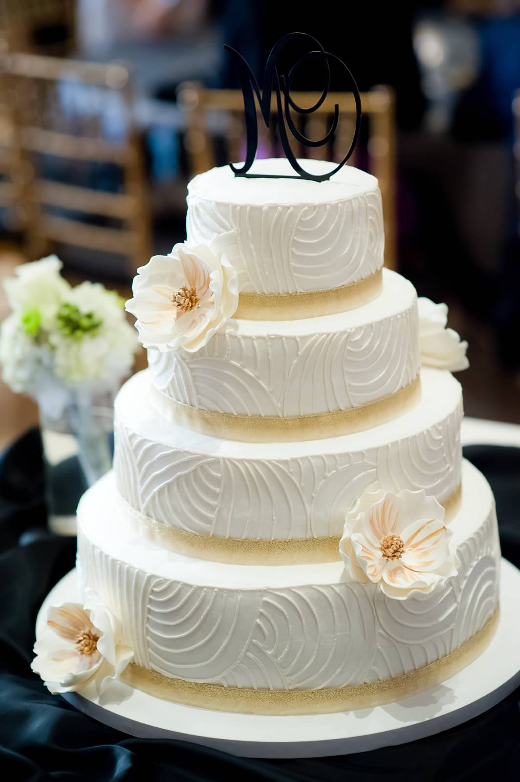 Gold and Ivory Wedding Cake