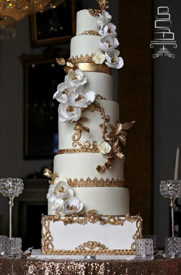 Gold and Ivory Wedding Cake Gold and Ivory Wedding Cake