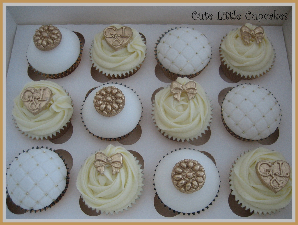 Golden Wedding Anniversary Cupcakes