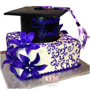 Graduation Cake with Flowers