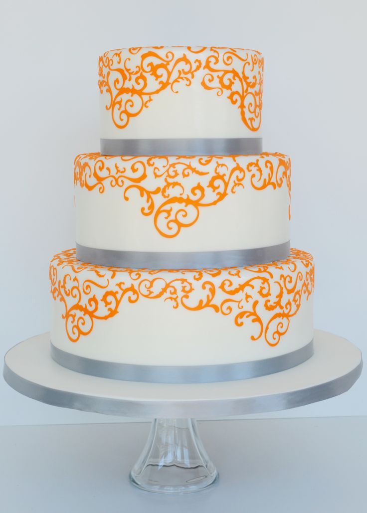 Gray and Orange Wedding Cakes Gray and Orange Wedding Cakes