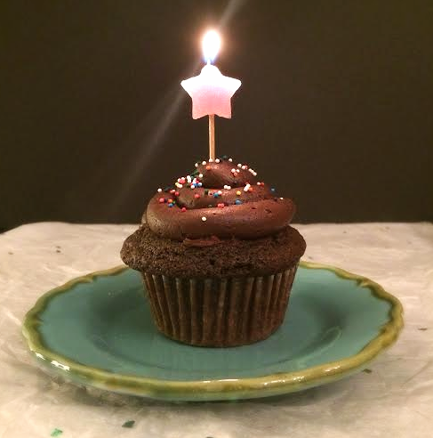 Happy Birthday Chocolate Cupcake with Candle